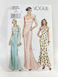 8076 VOGUE EMPIRE GODET FLARE BIAS  FAUXLERO DRESS LENGTHS PATTERN 12-16 uncut